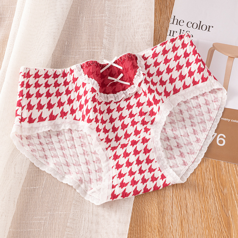 5A pantalones completos antibacterianos ropa interior de algodón puro rojo brillante Lolita ropa interior de mujer antibacteriana entrepierna vida calzoncillos de estudiante rojo image 12