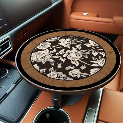 Anti-slip mat — Table Leather Mat Round - ink-shadow-beauty-3232cm