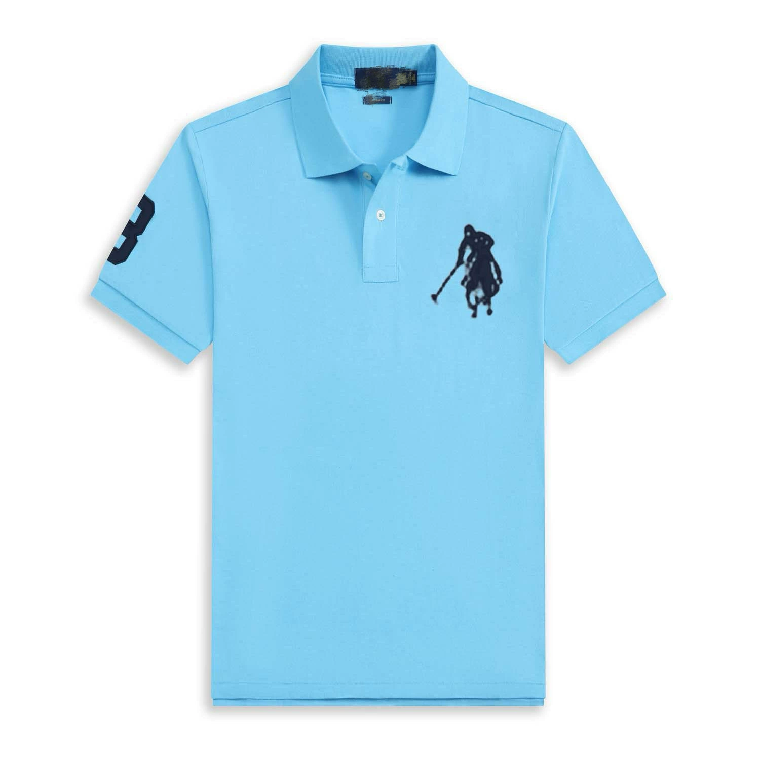 Летний классический цветной хлопковый polo с высоким воротником, оверсайз, с вышивкой