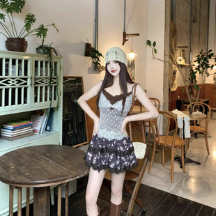 Plus Size Women's Pure Desire Sun Protection Cardigan Lace Suspender Floral Skirt Three-Piece Fat mm Suit