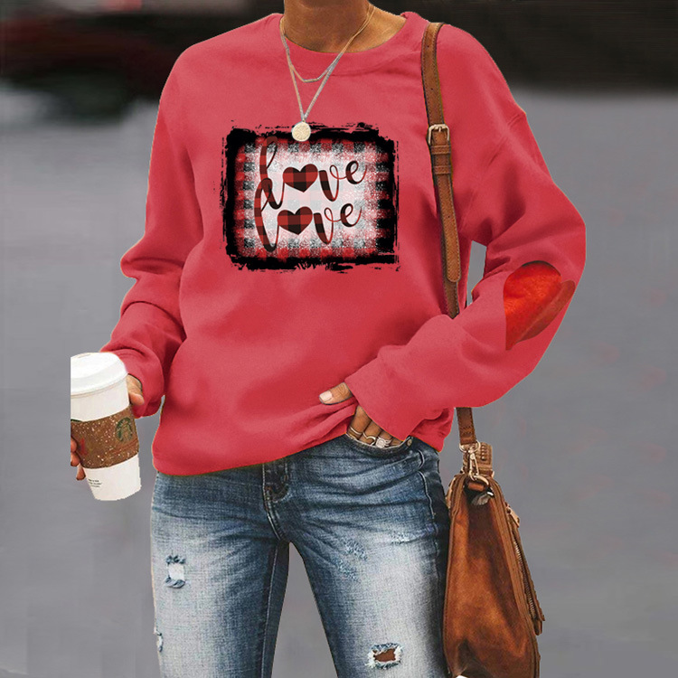 Women's Hoodies Long Sleeve Rib-knit Casual Letter Heart Shape display picture 6