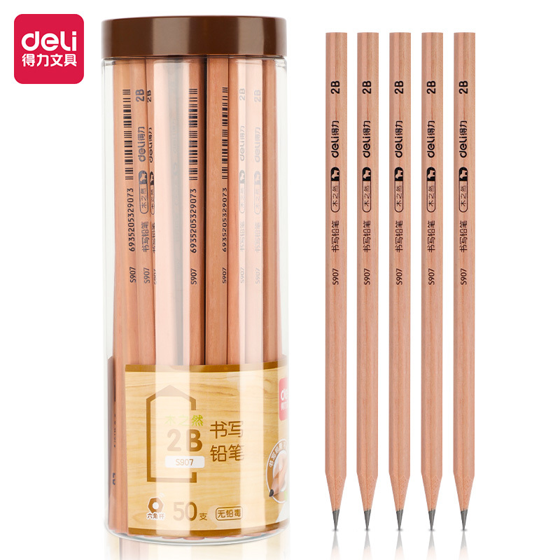 50pcs 델리 S907/S908 육각 막대 로그 연필 흑연 2B/HB 시험 미술 스케치 쓰기 펜