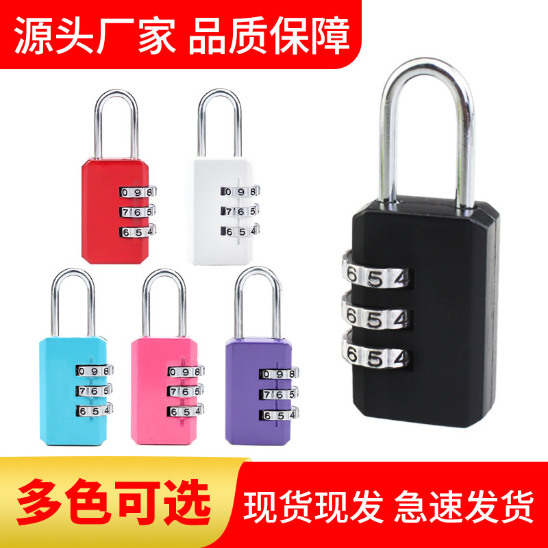 Ready Stock Three-Digit Zinc Alloy Colorful Combination Lock, Anti-Theft, Durable and Safe, Suitable for Student Dormitories, Stationery Padlock, Direct from Manufacturer