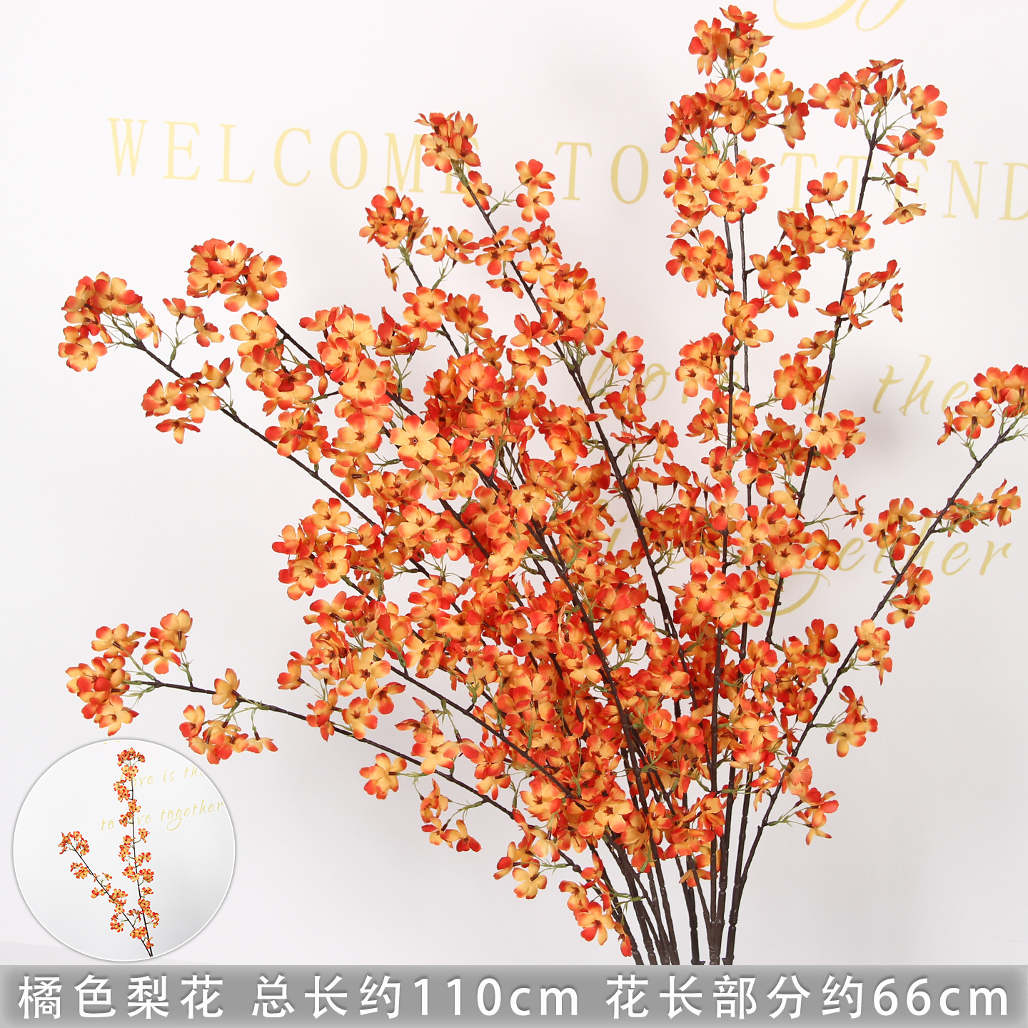 Flores de imitación naranja peonía naranja hortenida neblina orquídea flor flor de boda seda naranja