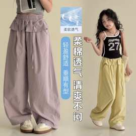 女童夏季裤子薄款2026中大童儿童速干裤防晒防蚊裤小女孩直筒长裤