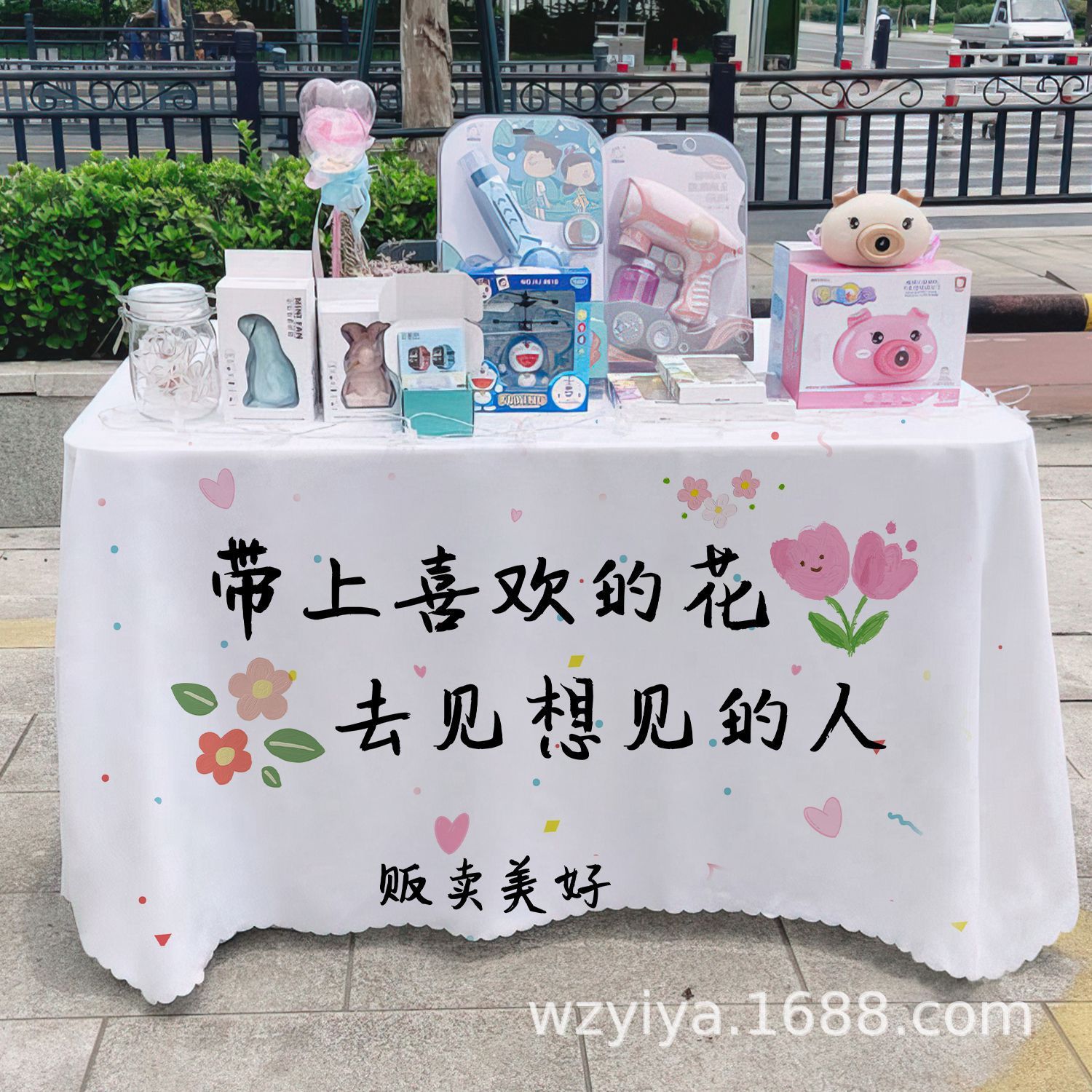 Venta de flores publicitarias publicidad mercado nocturno puestos de mesa tela carro mesa tela tela de mesa acera