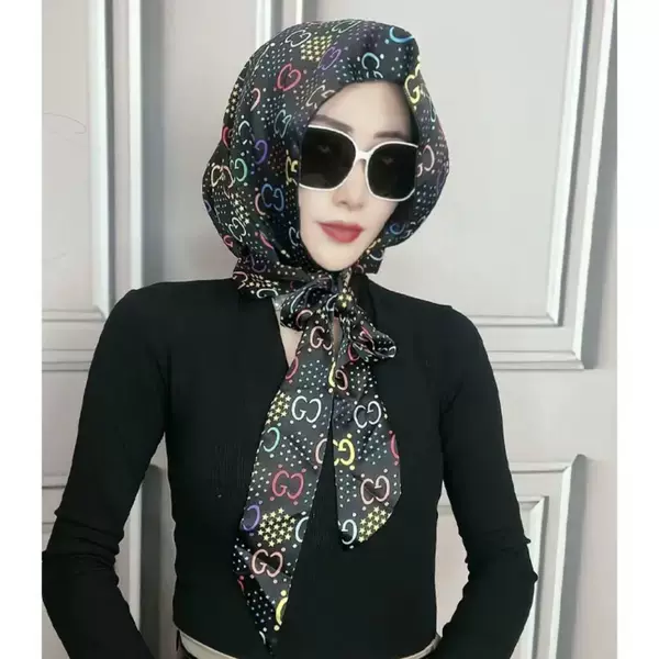 New Western-style Satin Windproof Sunscreen Scarf Multi-use Headscarf Internet Celebrity Explosive Elegant Headscarf Hat Thin