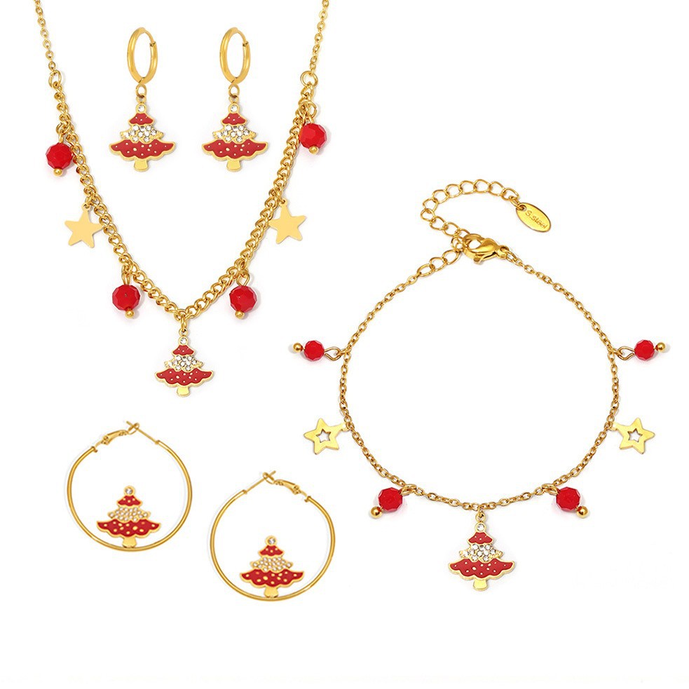 Colgante de Navidad elemento esmaltado colgante pulsera de acero inoxidable horno PVD galvanizado 18K conjunto de oro