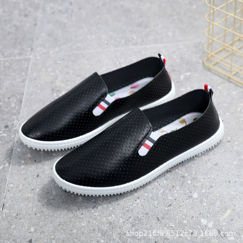 Летние старые пекинские новые белые туфли с кожаной обивкой, дышащие, нескользящие, женские туфли без шнуровки, спортивная обувь в корейском стиле.