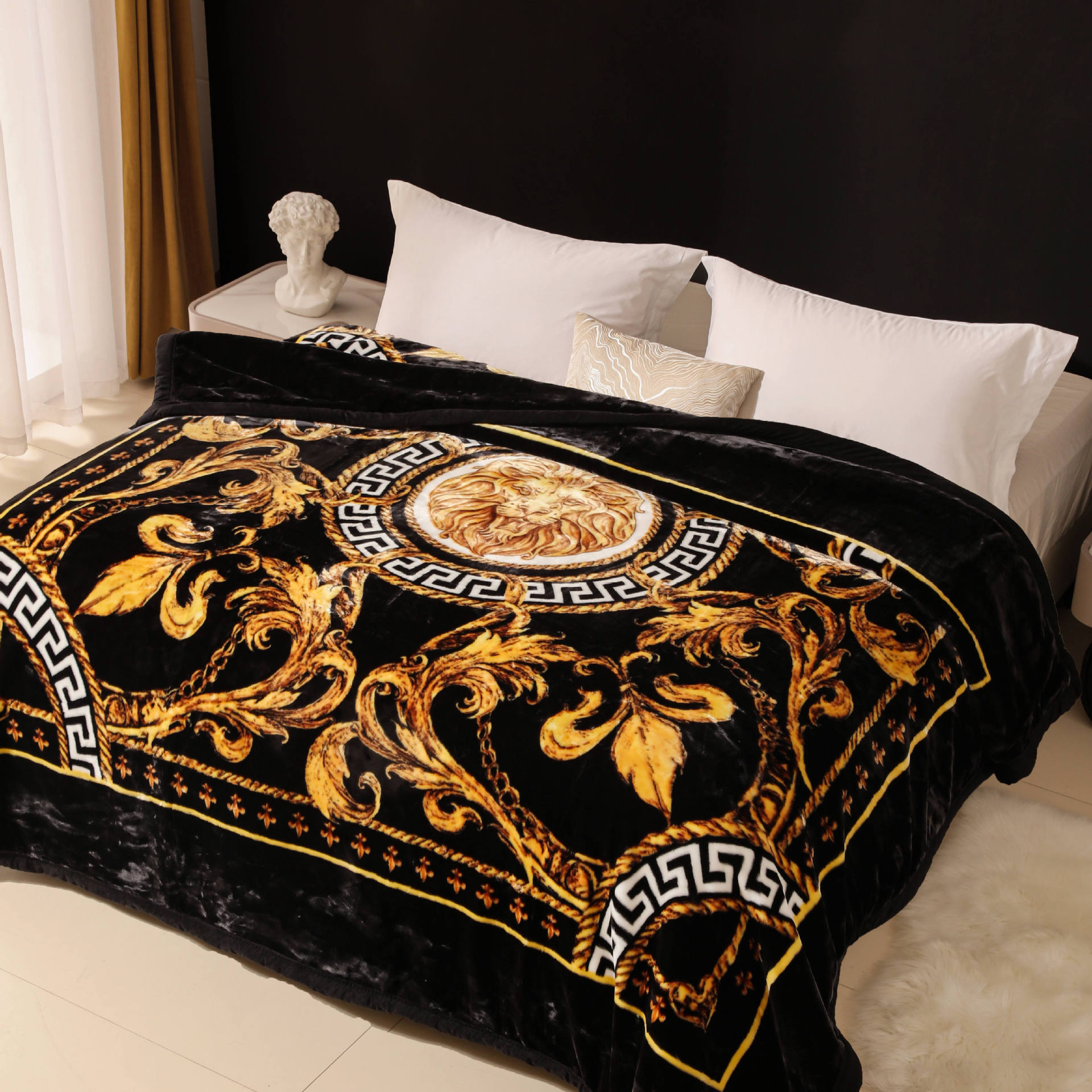 Nueva franela de leche gruesa de comercio exterior, manta de impresión cálida y agradable para la piel en invierno, manta de sofá, manta transfronteriza