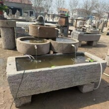 中式庭院石头水槽养鱼池景观石槽流水摆件庭院水景造景装饰老石槽