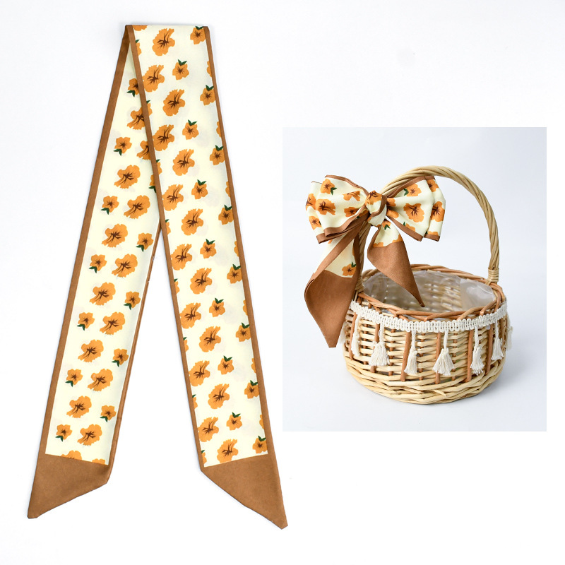 Primavera y otoño lindo y dulce bufanda de seda larga cinta para el cabello caja de regalo bolsa de amarre cinta multifunción fresca pequeña y versátil