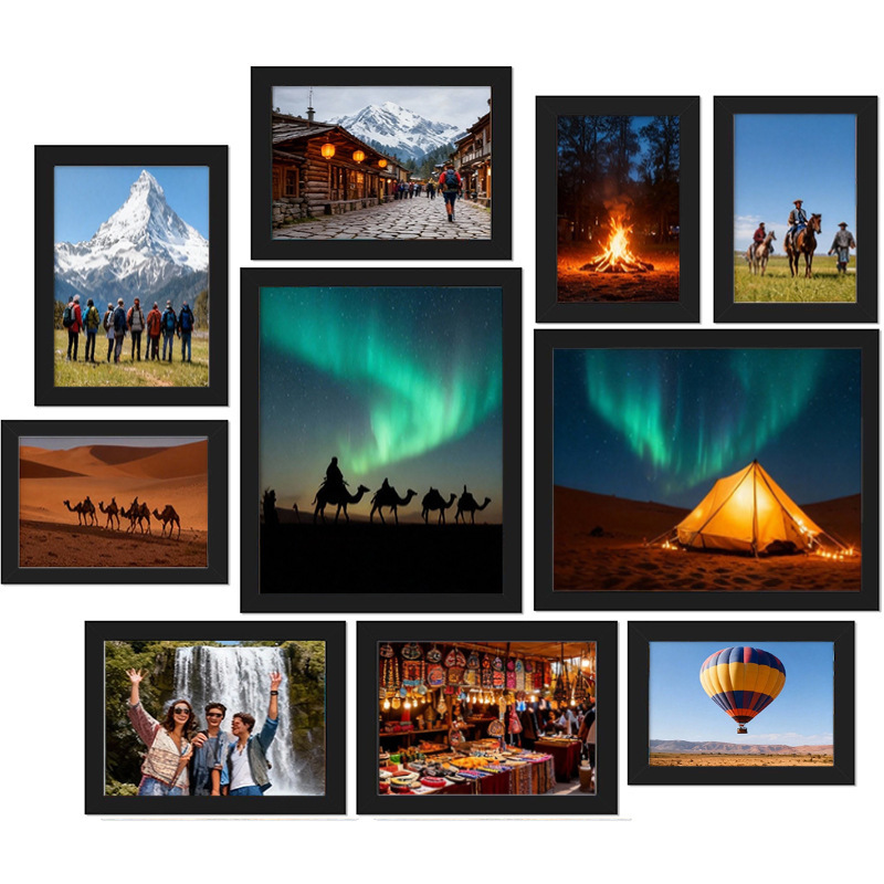 Amazon Cross-Border Popular Photo Frame Set Wholesale 10-Piece Set Combination 6inch 7inch 8inch 10inch Wall Picture Frame Display Stand Amazon Cross-Border Popular Photo Frame Set Wholesale 10-Piece Set Combination 6inch 7inch 8inch 10inch Wall Picture Frame Display Stand