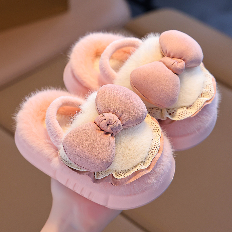 Zapatillas de algodón para niños, hombres y mujeres, niños de mediana edad pueden usar arcos impermeables para el interior, zapatos de algodón antideslizantes para padres e hijos.