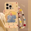 [奶油黄 四色波点+小蓝象支架+赤黄珠手链]