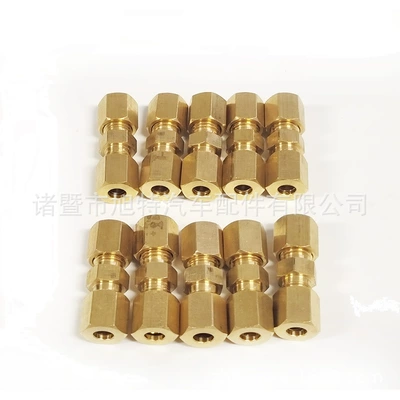 1-piece connector yellow steel connector brake line compression joint alliance suitable for 3/16 inch OD pipe factory (Tubing) - 316-copper-connector-10-pieces