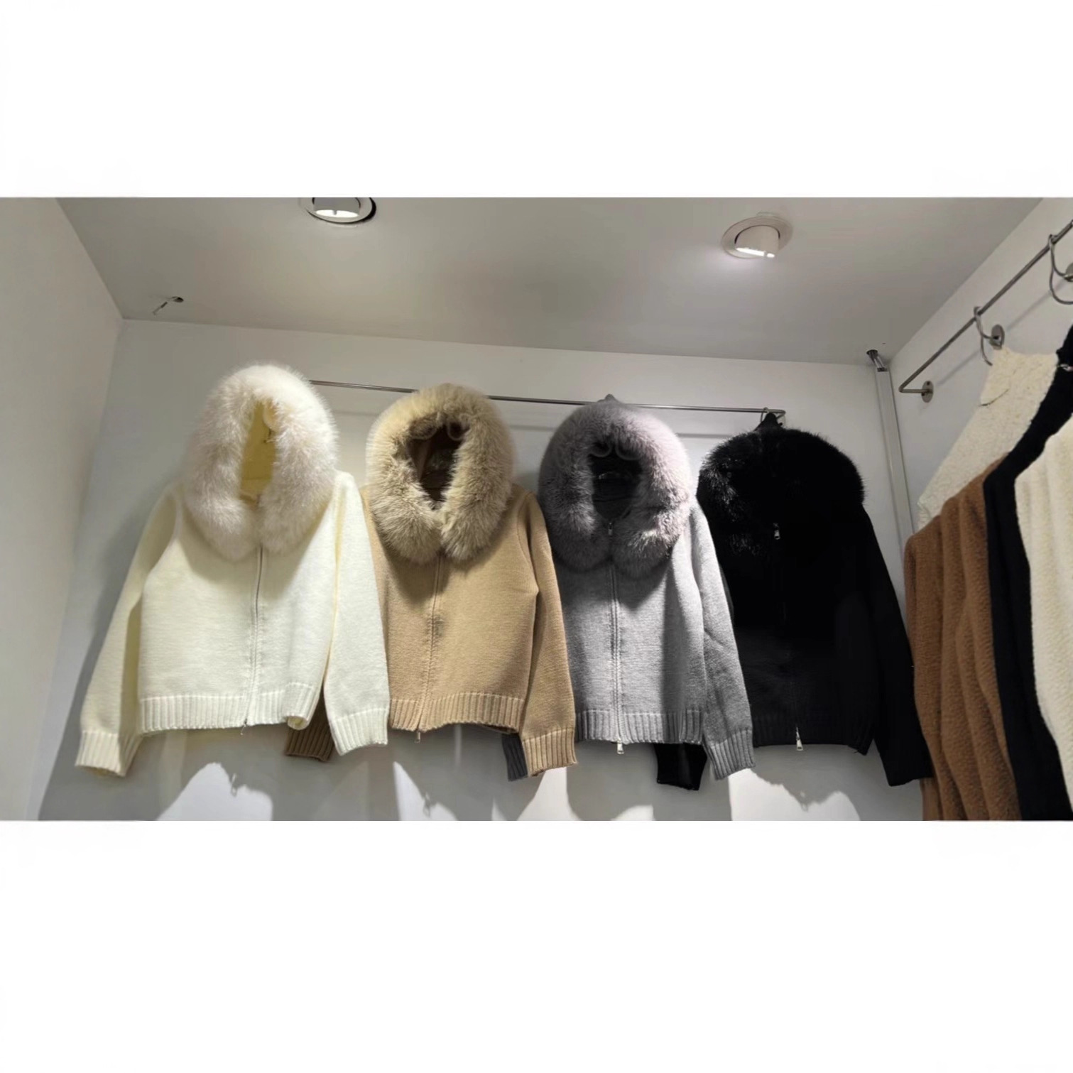 2025 Autumn/Winter New Cross-Border Thickened Hooded Knit Sweater with Large Fur Collar for Women