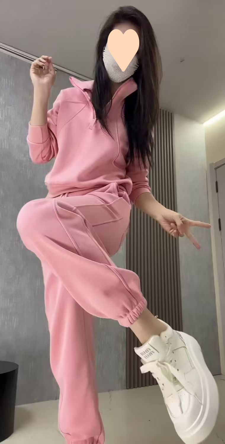 ActiveGo ActiveGo Fleece-Lined Casual Sports Women's Sweatshirt Winter Warm Fashionable Thickened Two-Piece Set_desvips.com