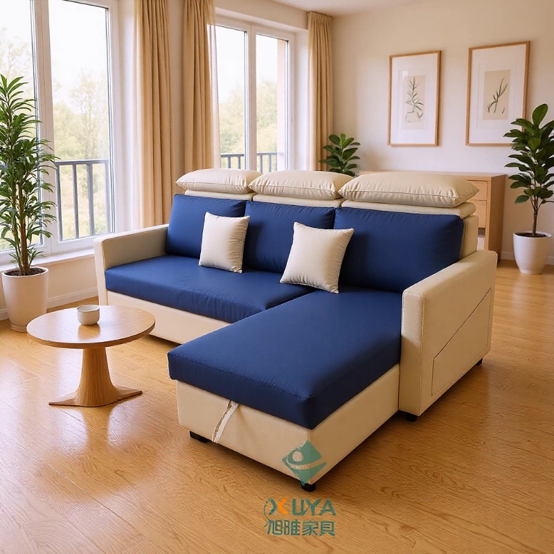 Bicolor multifuncional arte de cuero plegable doble uso sofá cama dormitorio apartamento pequeño tipo de casa