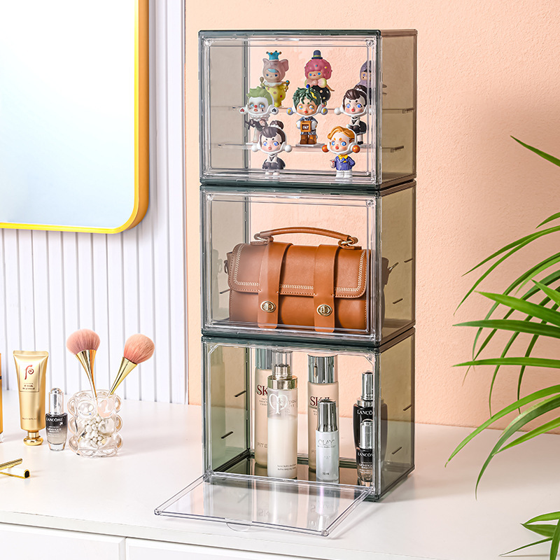 Caja de almacenamiento transparente bolsa vitrina de almacenamiento de escritorio en casa de almacenamiento artefacto cosméticos libro organizador rack de almacenamiento