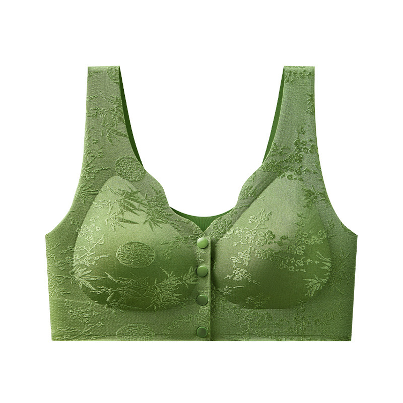 Nuevo sujetador de talla grande de jacquard en relieve de reina radiante sin anillo de acero, hebilla frontal portátil, ropa interior sin costuras, mujer