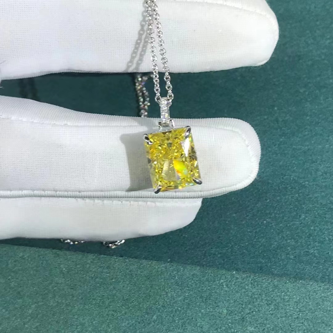 Plata esterlina ligera de lujo en vivo Radeon corte accesorios de diamante amarillo nuevo collar 5 quilates VVS grado D color 3EX corte