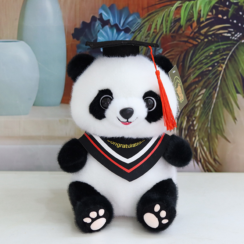 Nuevo regalo de graduación Dr. Panda Doll Peluche Panda Doll Peluche Panda Doll Boutique Agarrador Puede agregar LOGO