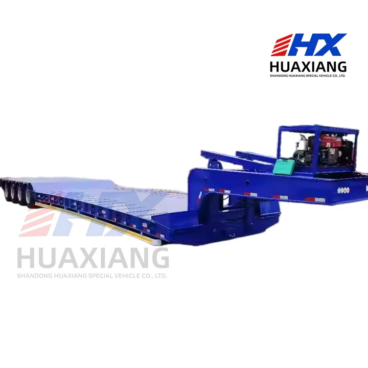 Кастомизированный низкорамный полуприцеп с гибкой штангой для транспортировки крупной техники через границу в Центральной и Южной Америке