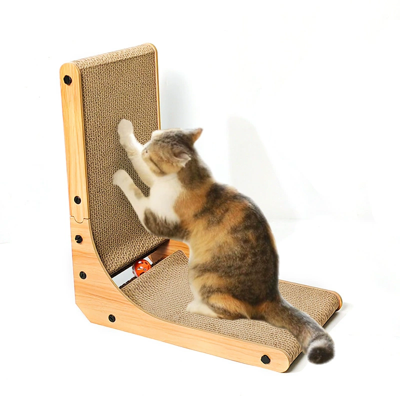 L-образная доска для когтеточек для кошек, защита для мебели, картонный столбик для когтеточек, коврик против царапин с игрушкой-шариком 16.9inch
