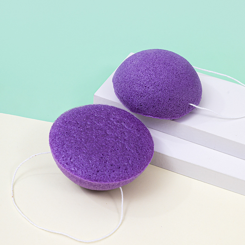Esponja semi-redonda de konjac personalizada esponja de lavado facial esponja de limpieza facial limpia material vegetal degradable a granel