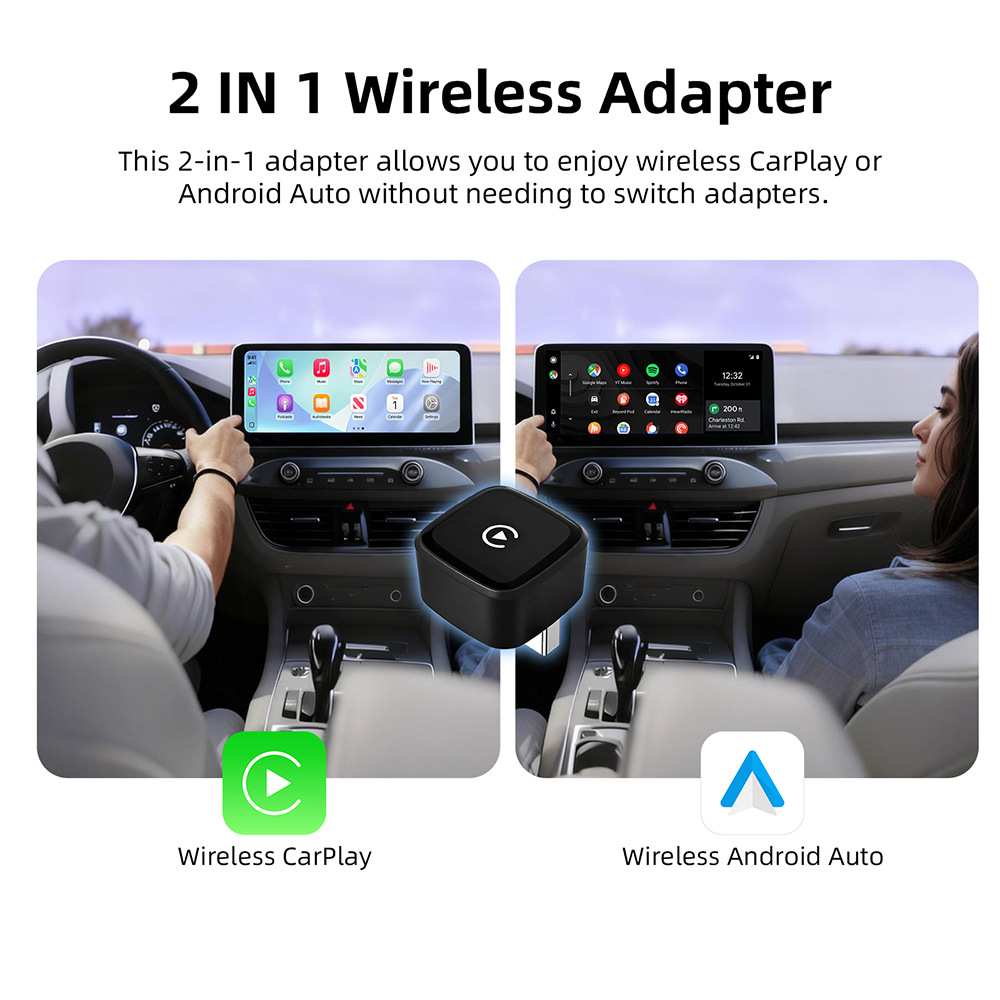 Amazon Carplay Apple Android 2-in-1 Wired to Wireless Portable Car Connectivity Carplay Box
