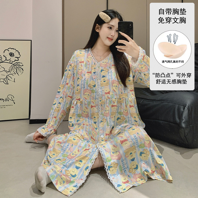 2026 Wholesale Postpartum Clothing in Stock with Chest Pads, Round Neck Maternity Sleepwear, Nursing Dress + Pants, Can Be Worn Outside