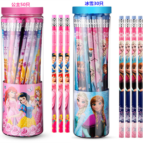Disney Frozen Princess Elementary School Stationery Children's HB Cartoon Big Leather Pencil Not Easy to Break