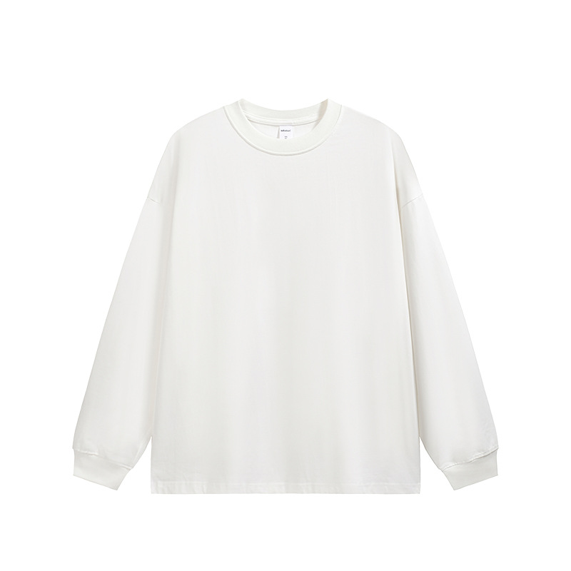 JIEZHAN | 305Gfog カラー長袖 Tシャツ 25 秋アメリカンソリッドカラーコットンルーズカップルボトリングシャツ