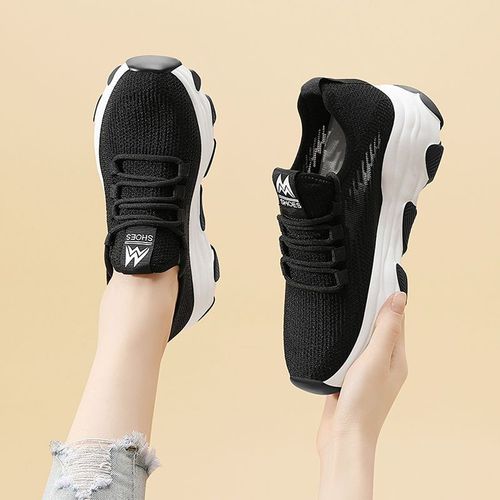 2024 Spring New Casual Women's Shoes Thick Sole Dad Shoe Versatile Fashion Sporty Shoes Flyknit Breathable Women's Shoes