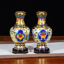 现货批发景泰蓝宝瓶佛具法器铜胎掐丝珐琅花丝银蓝吉祥八宝净瓶罐