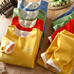 Children's Fleece Set Autumn/Winter New Arrival Unisex Kids Top and Bottom Set Medium Kids Warm Innerwear Set Children's Clothing