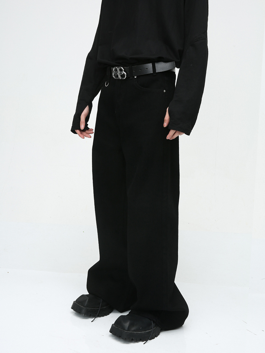 Mtlclothes ropa de Hombre | 2023 otoño nuevo American High Street estilo simple negro suelta casual jeans