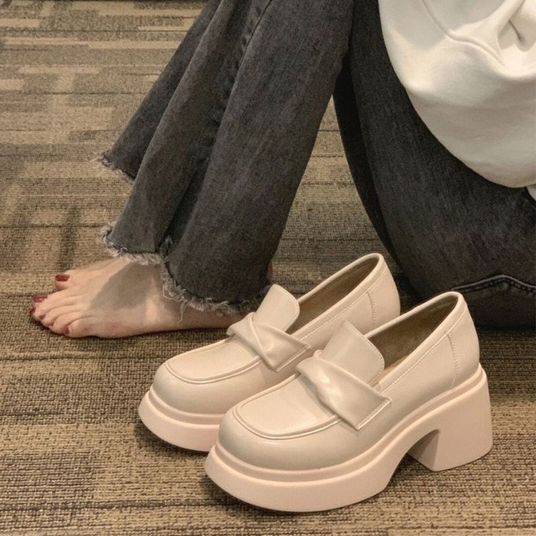 厚底小皮鞋女2025秋季新款松糕英伦风复古乐福鞋法式一脚蹬单鞋