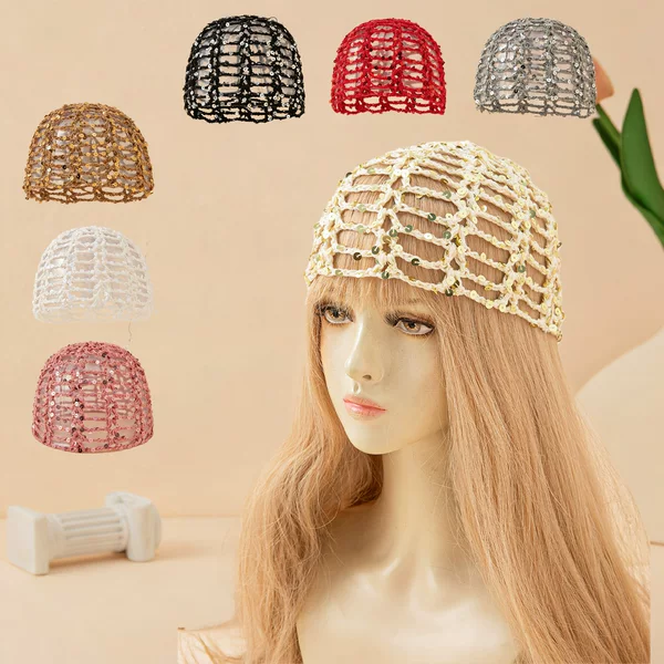 Japanese-Style Handmade Hats, Thin New Models, Woven Hollow-Out Retro Knitted Artistic Headwrap Wool Hats for Women