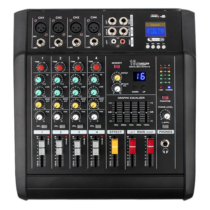 Mezclador amplificador de potencia de 600W, mezclador digital de 4 canales, 8 canales, 12 canales, mezclador de DJ con Bluetooth, equipo profesional para escenarios