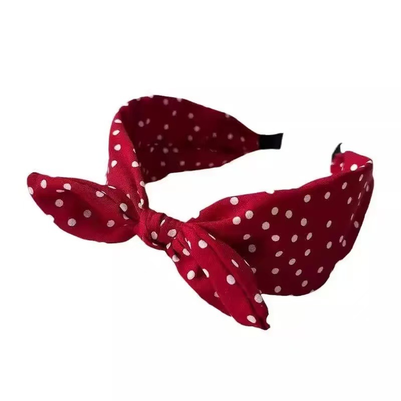 Retro haarband met stippen en strik voor dames brede haarband_voghion.com