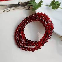 热卖爆款酒红6厘仿石榴石手链绕三圈石榴石女式手链地摊直播活动