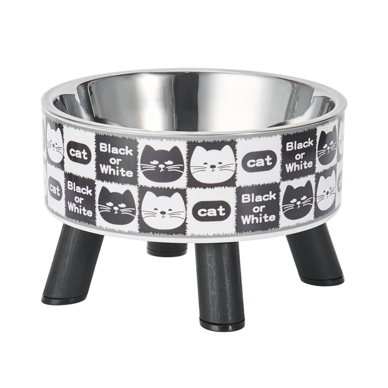 Tazón para gatos retro Tazón para gatos de acero inoxidable Tazón para beber Cuello para mascotas Tazón para pies antideslizante Tazón para gatos antivolcado