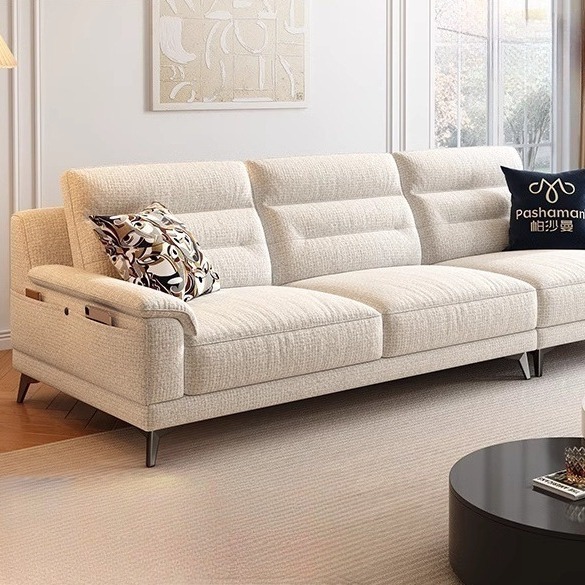 布艺沙发棉麻现代小户型客厅高靠背直排公寓可置物乳胶沙发