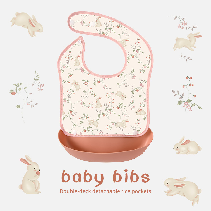 Baby eating waterproof super soft bib cartoon detachable bib for boys and girls disposable baby food supplement bib three-dimensional
