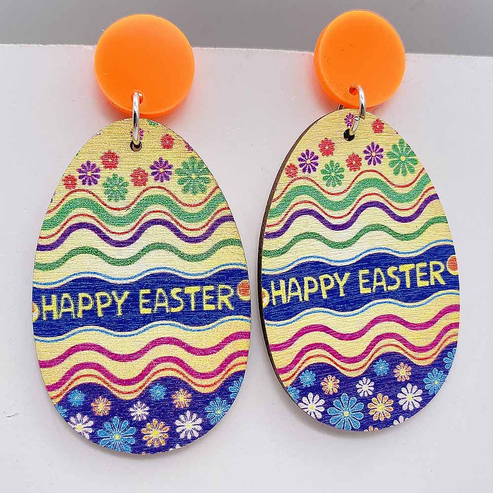 1 Pair Cute Rabbit Letter Wood Drop Earrings display picture 5