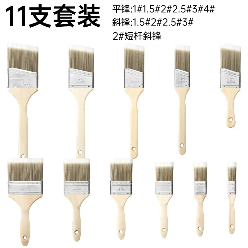 No. 1-12 mango de madera cepillo de nylon cepillo de pintura al óleo cepillo de barbacoa cepillo de pintura cepillo de limpieza de eliminación de polvo al por mayor