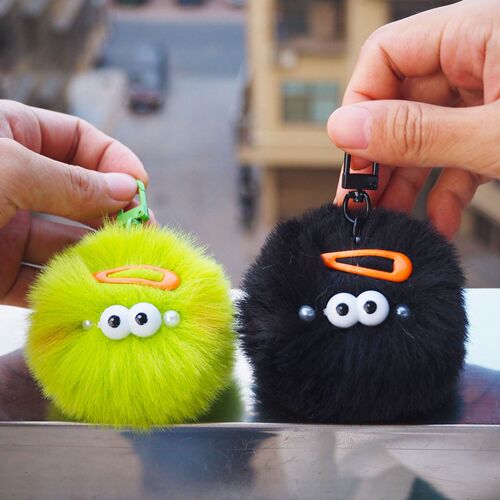 Handmade cute rainbow fur ball keychain ins internet celebrity girl heart bag plush pendant pendant bag pendant