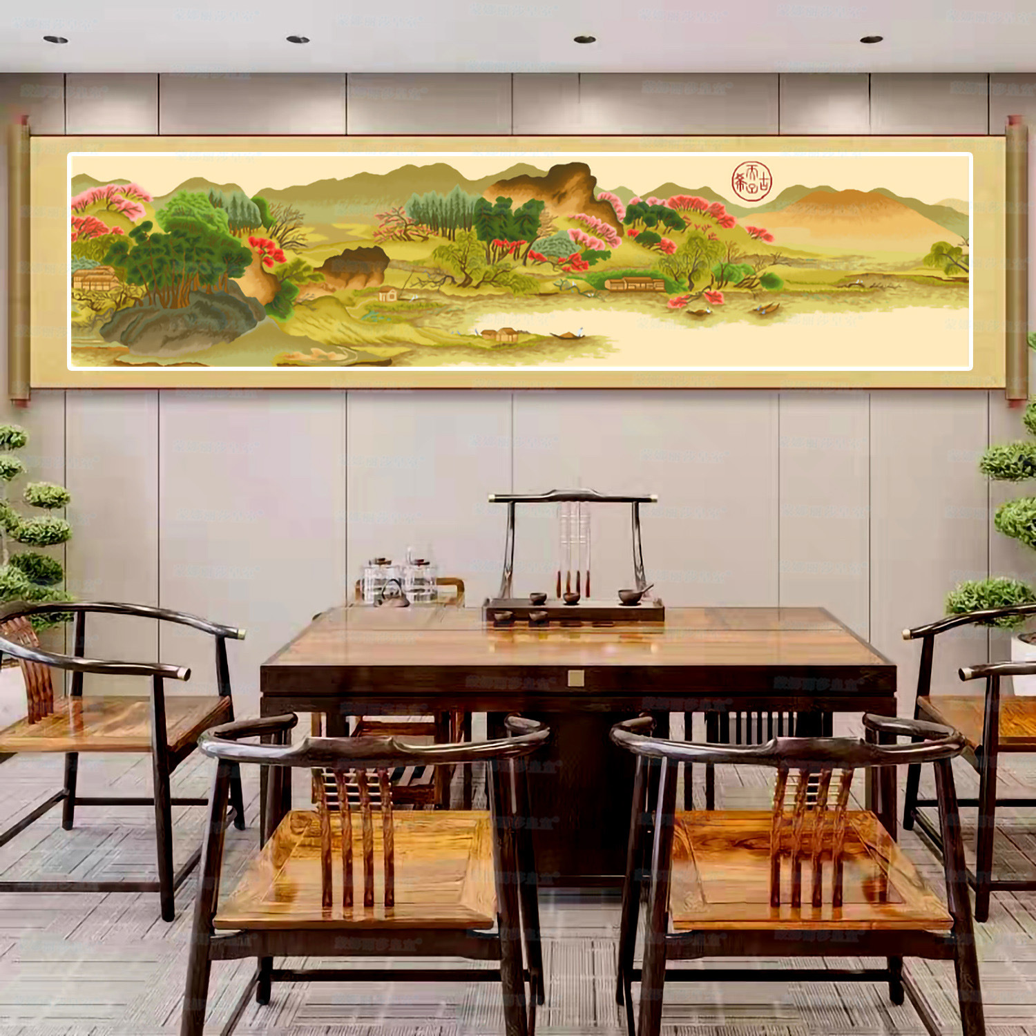Monalisa Royal punto de cruz Xishan chunxiaotu Sala estar elegante famosa pintura decoración bordado hilo hecho a mano Chino image 6